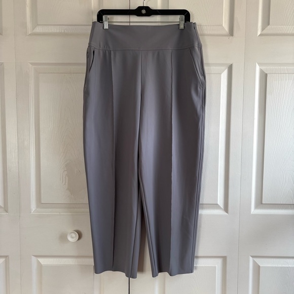 Athleta Stellar Wide Crop Size 12 Gray Pants Straight Wide Travel Comfy Career - Picture 2 of 9